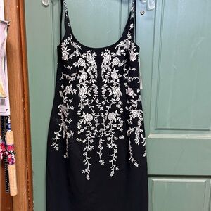 Maggy London Black Dress with White Floral Design